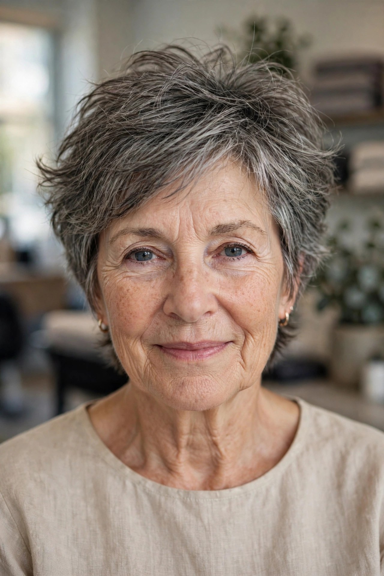 The Satin Pillowcase Morning Shake-Out on a woman over 50 - easy everyday hairstyle