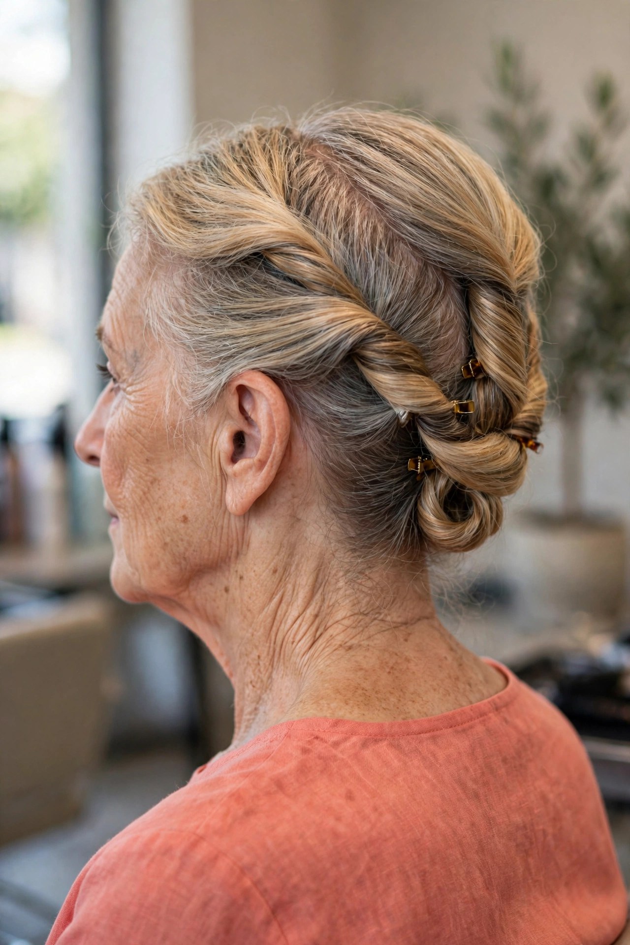 Double Twist Updo updo on a woman over 60