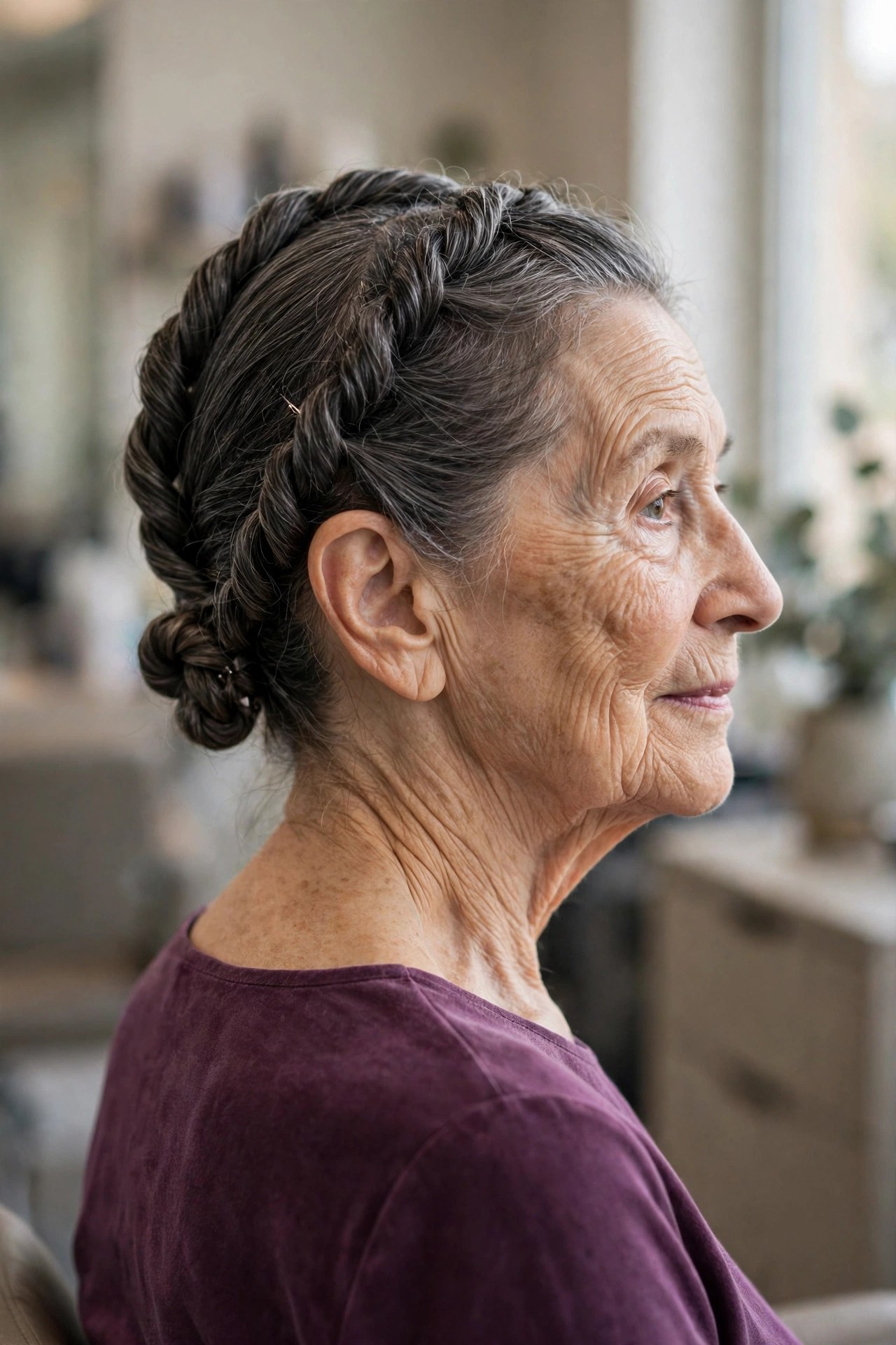 Twisted Halo Updo updo on a woman over 60