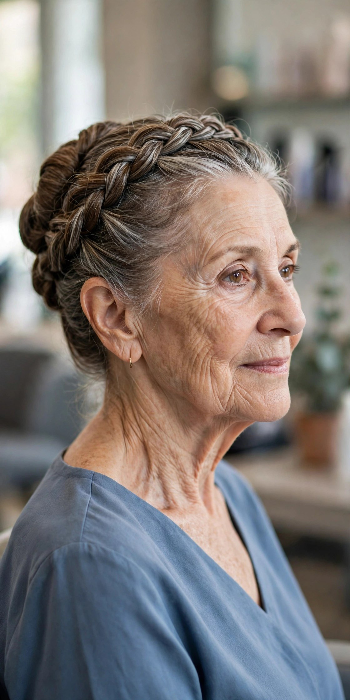 Braided Crown Updo updo on a woman over 60