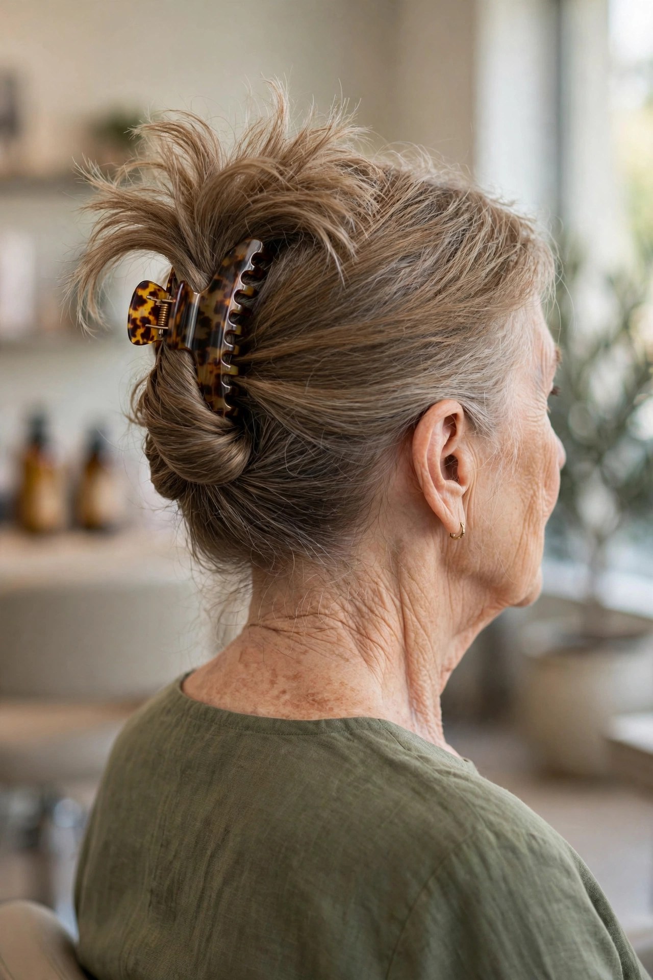 Claw Clip Twist updo on a woman over 60