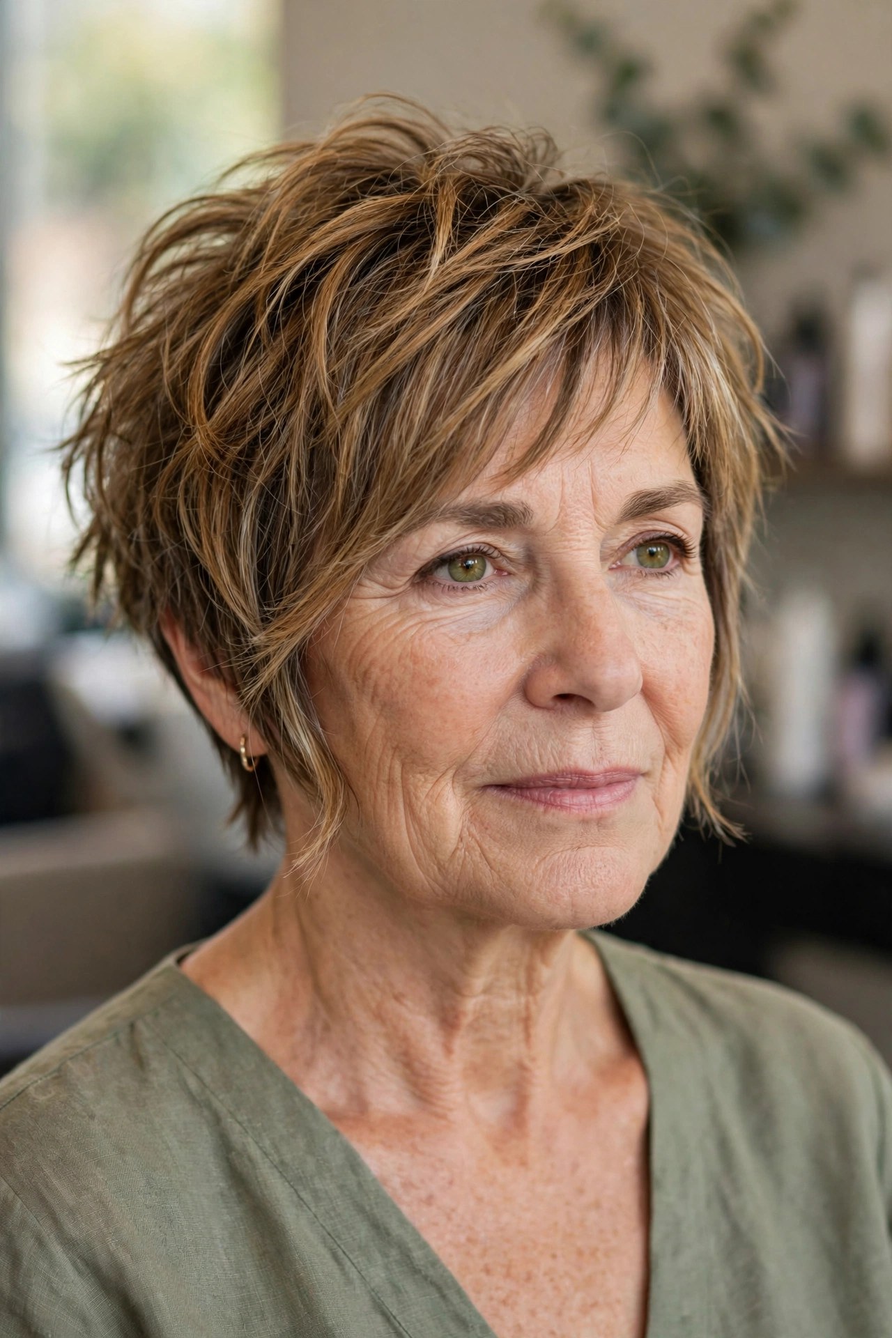 Edgy Bixie with Piecey Layers on a woman over 50 - edgy haircuts for women over 50