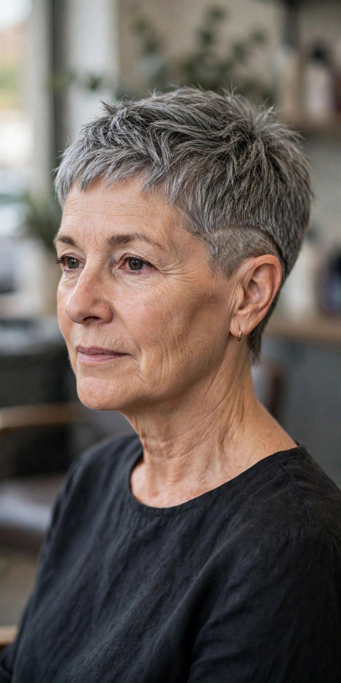 Textured Crop with an Undercut Nape on a woman over 50 - edgy haircuts for women over 50