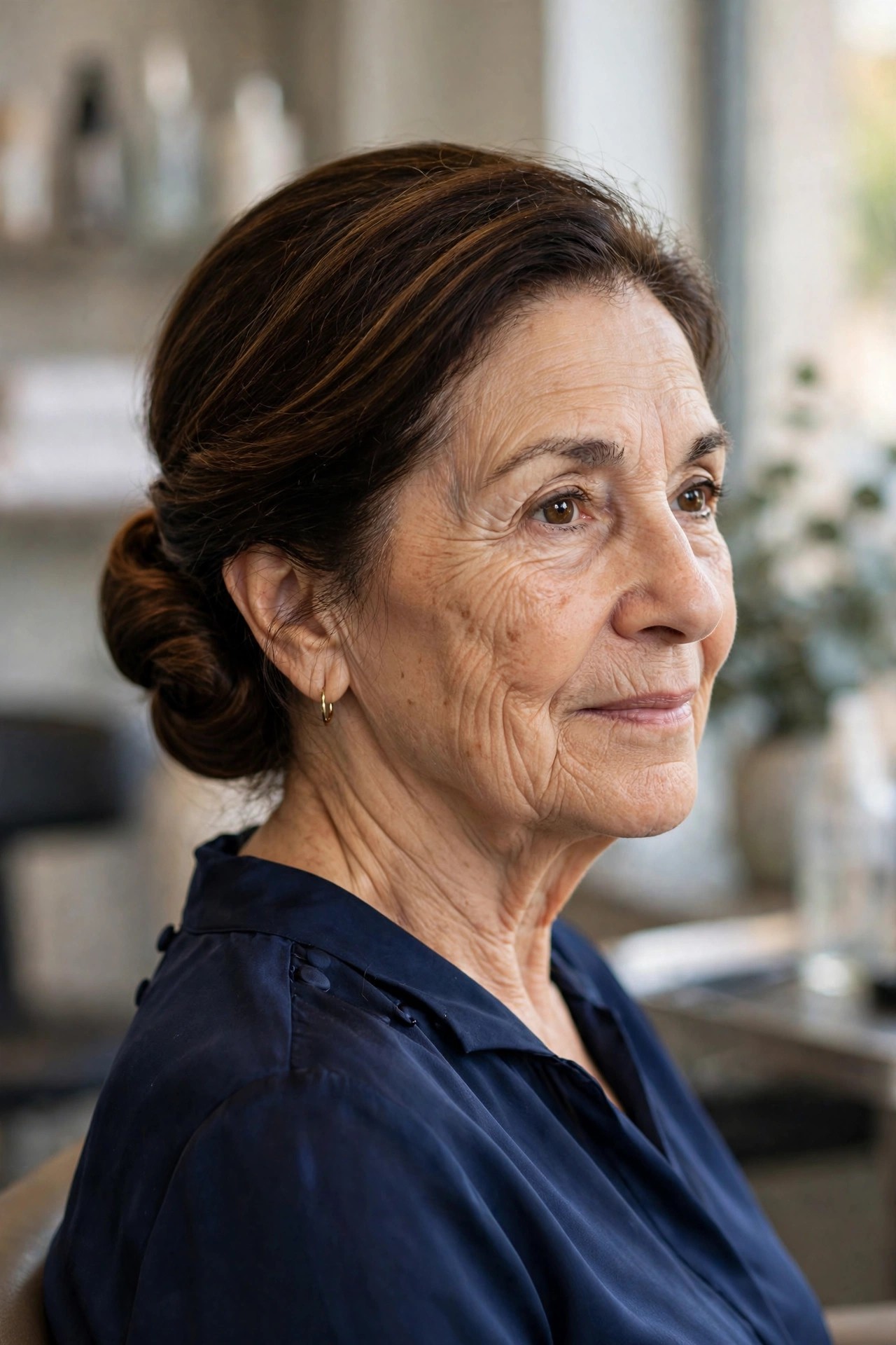 Classic Low Chignon - elegant mother of the bride updo on a woman over 50