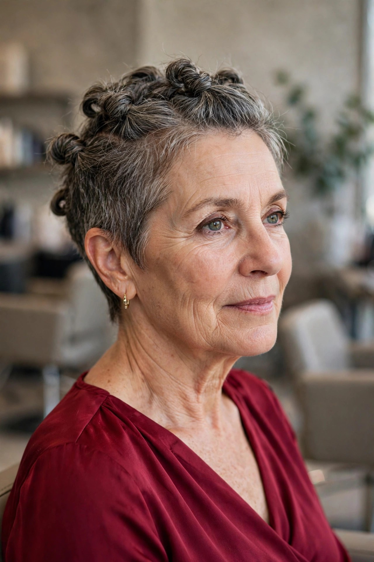 Faux Updo for Short Hair - elegant mother of the bride updo on a woman over 50