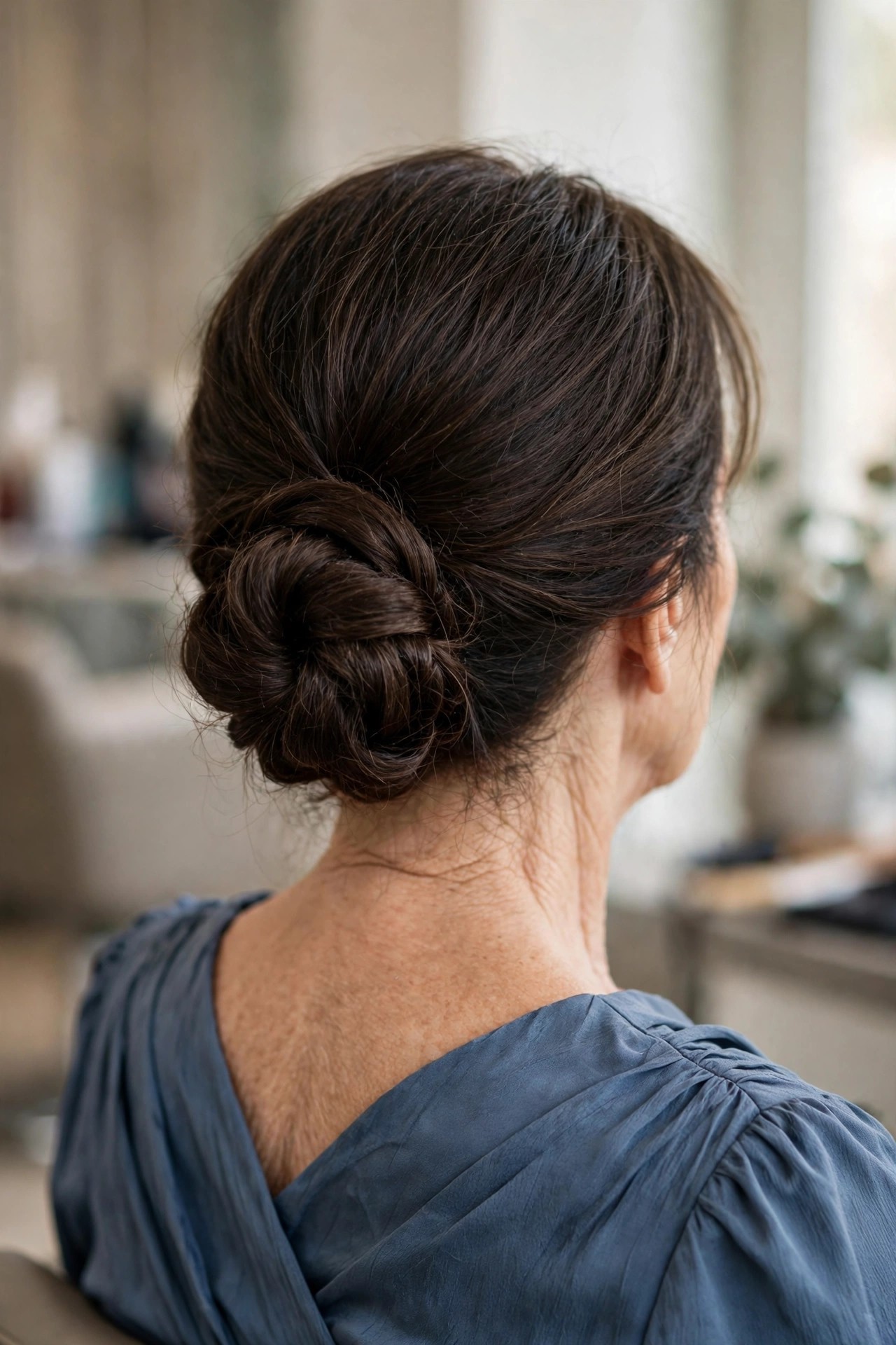 Elegant Knotted Updo - elegant mother of the bride updo on a woman over 50