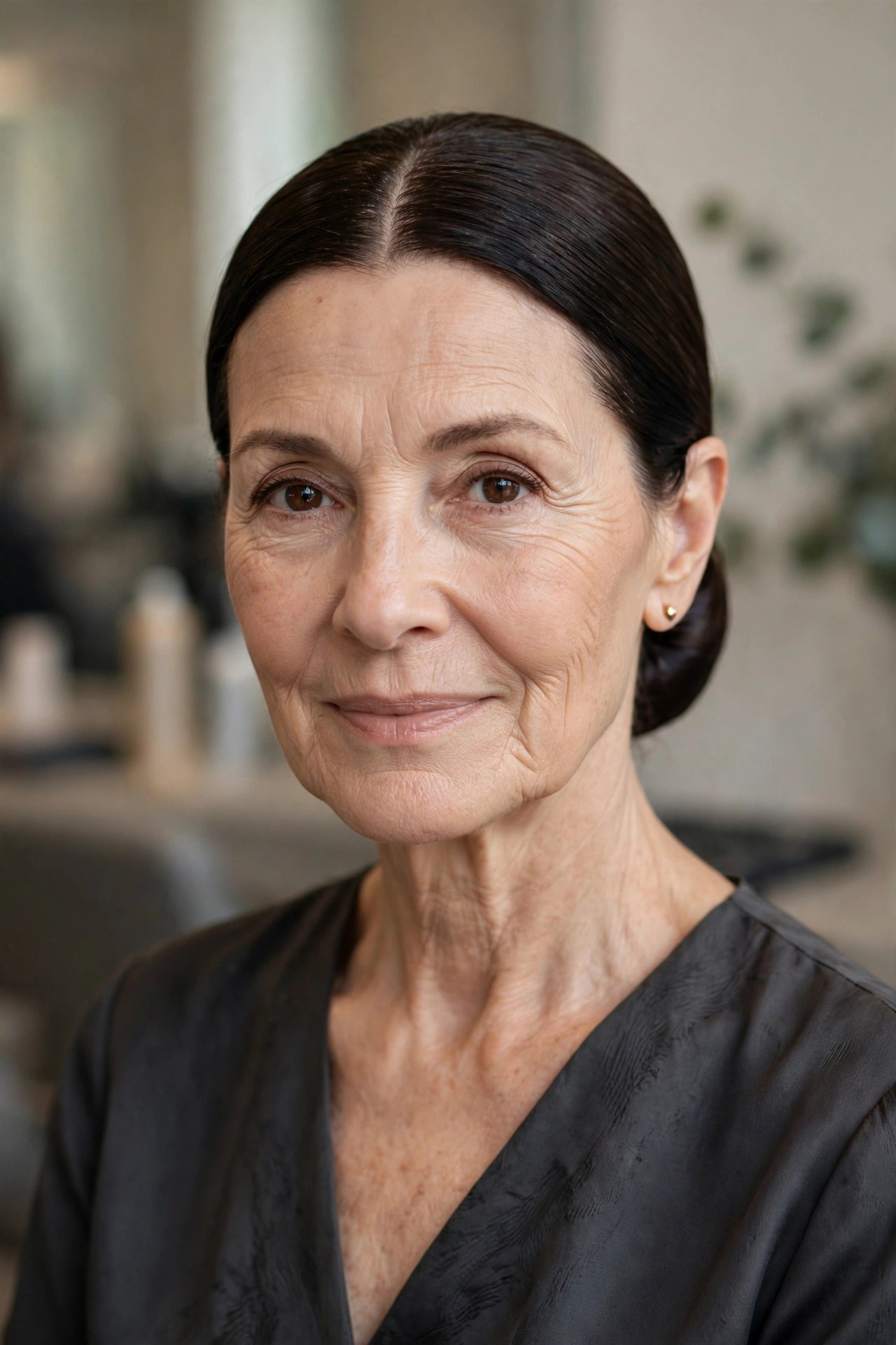 Sleek Low Bun with a Smooth Finish - elegant mother of the bride updo on a woman over 50