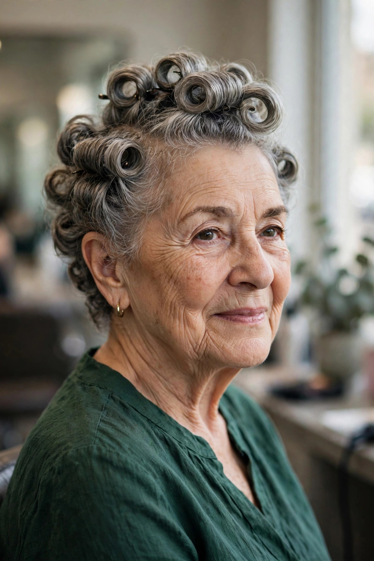 Curly Crown Pin-Up - elegant updo for short hair woman over 60