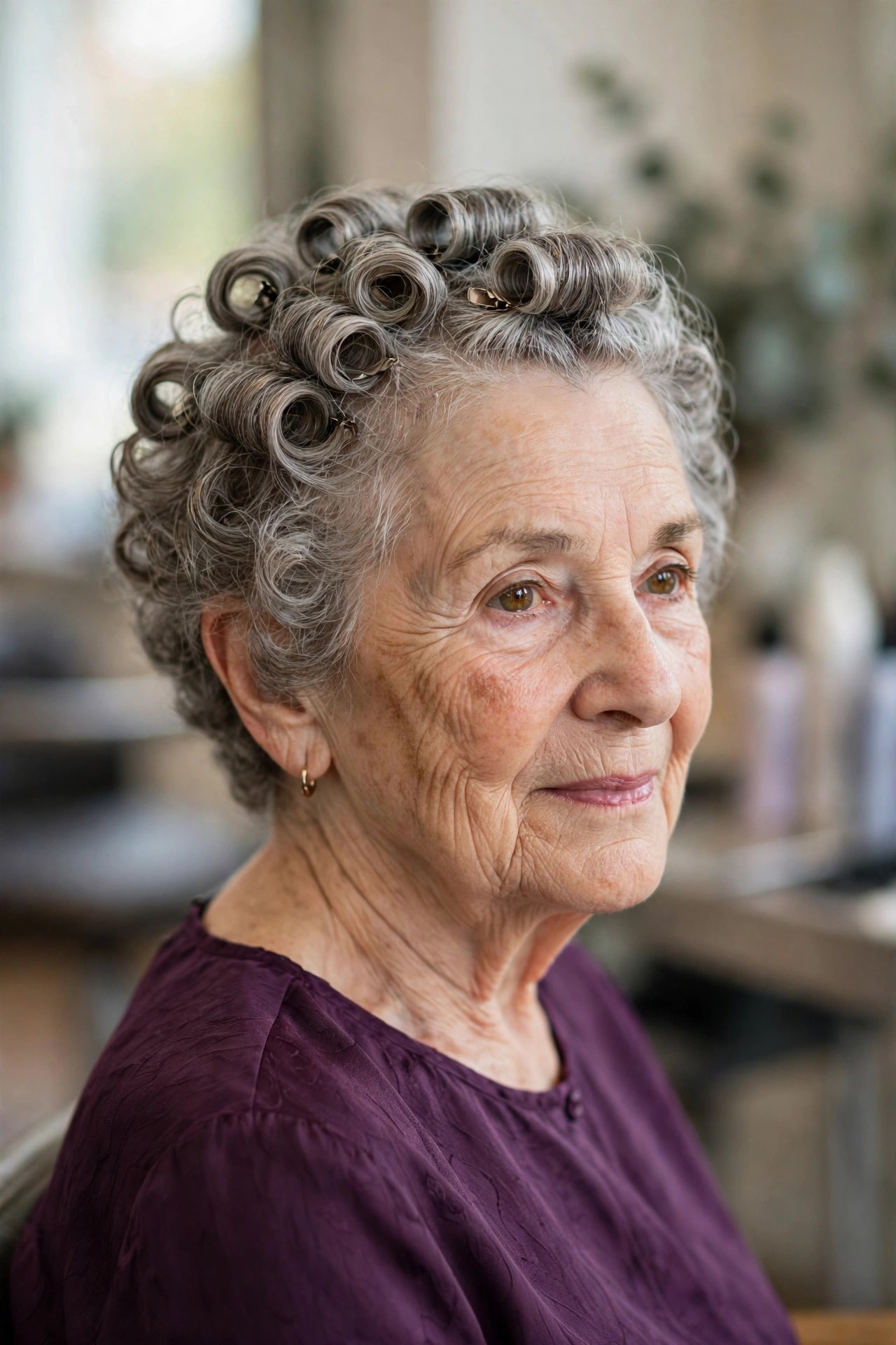 Pinned Curls Crown Cluster - elegant updo for short hair woman over 60