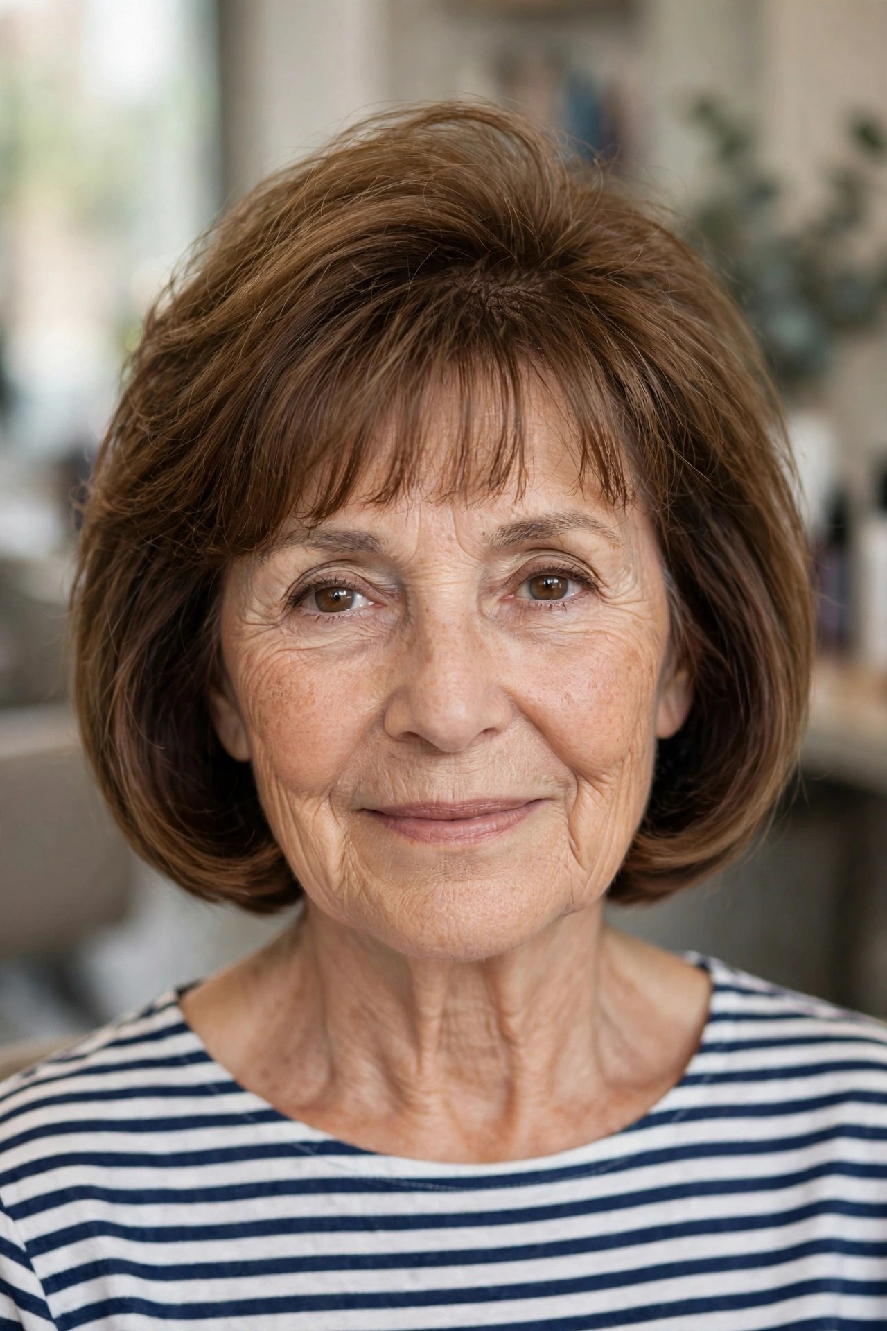French Bob with a Lifted Crown - face-lifting haircut on a woman over 60