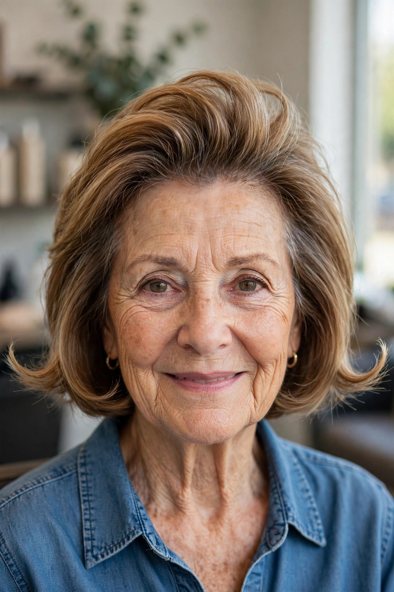 Graduated Bob with Flipped-Up Ends - face-lifting haircut on a woman over 60