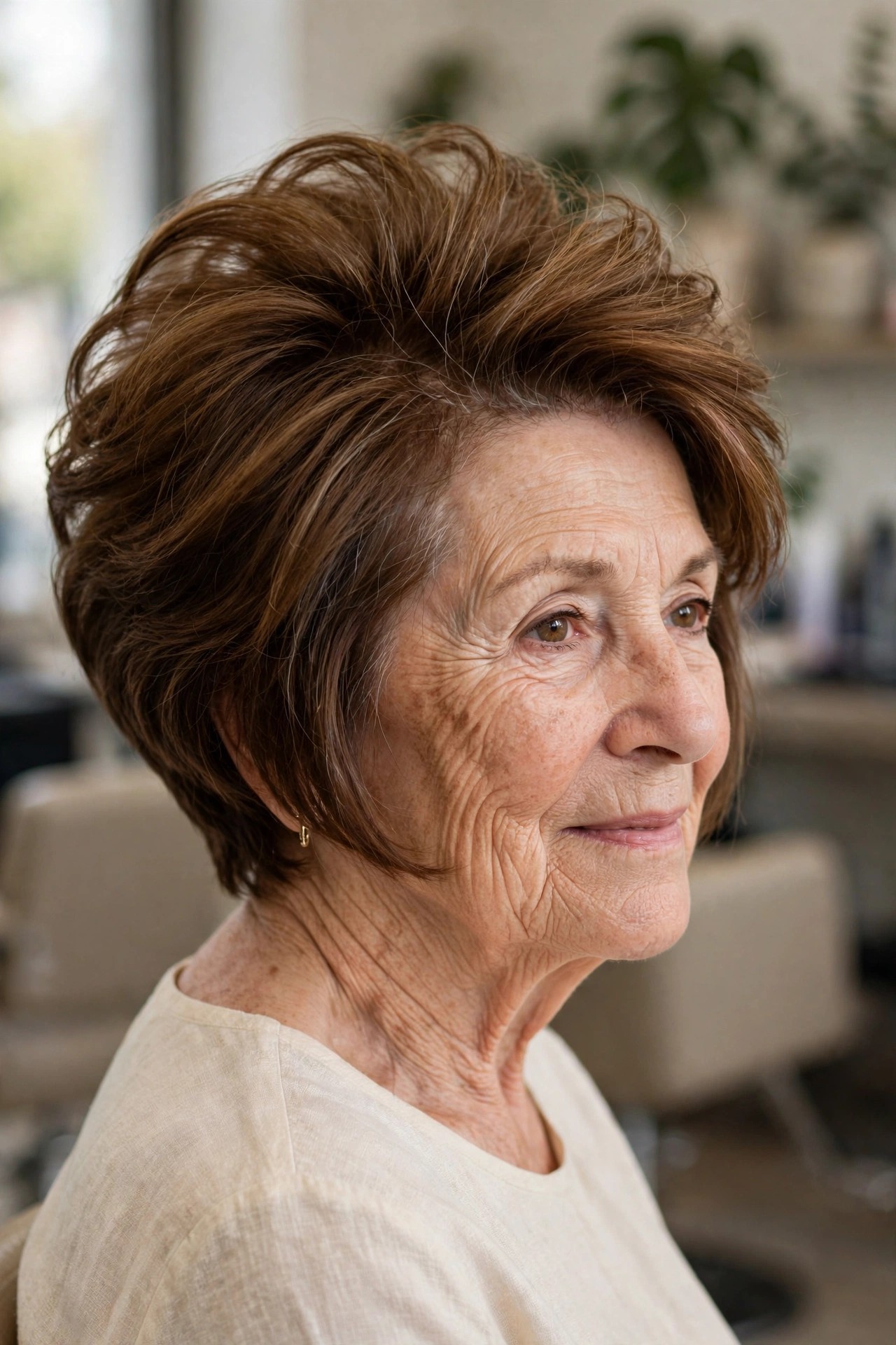 Stacked Bob with a Graduated Back - face-lifting haircut on a woman over 60