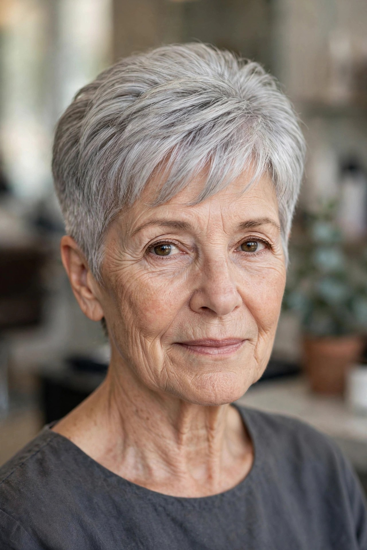 Graduated Crop with a Built-Up Crown - face-lifting haircut on a woman over 60