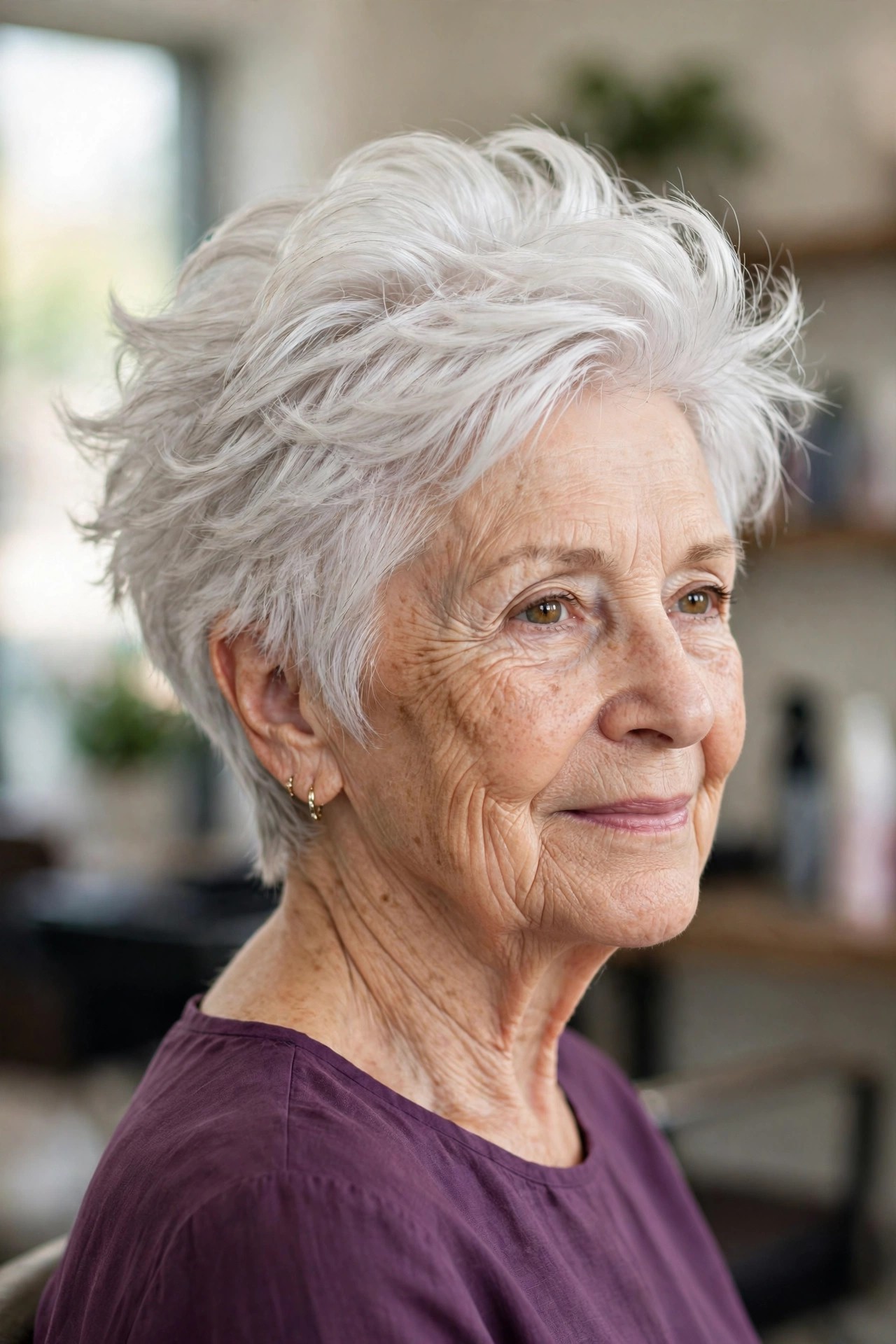 Soft Feathered Crop with a Tapered Nape - feathered haircut for a woman over 60 with volume