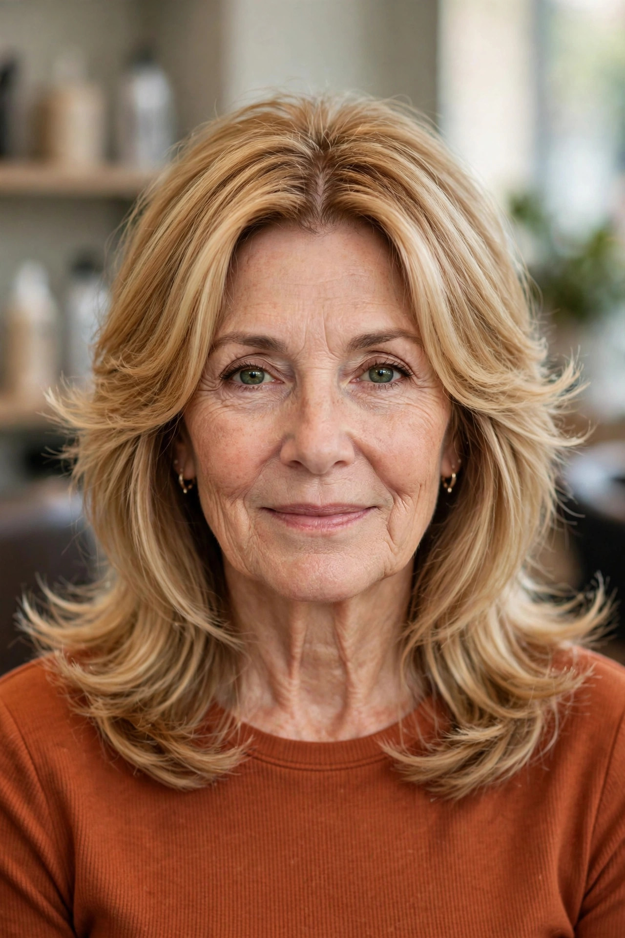 Soft '70s Revival Feathered Layers - feathered hairstyle on a woman over 50