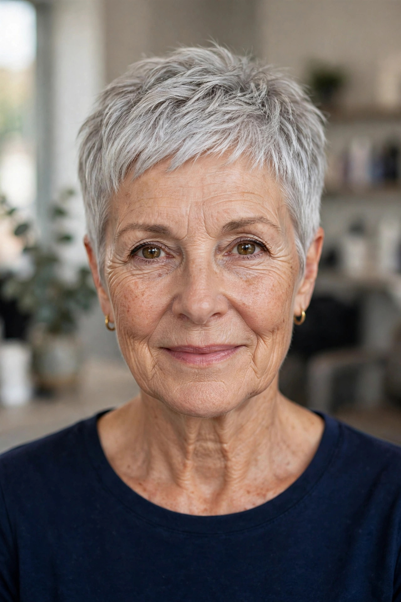 Silver Pixie with Textured Crop - gray hairstyle for woman over 50