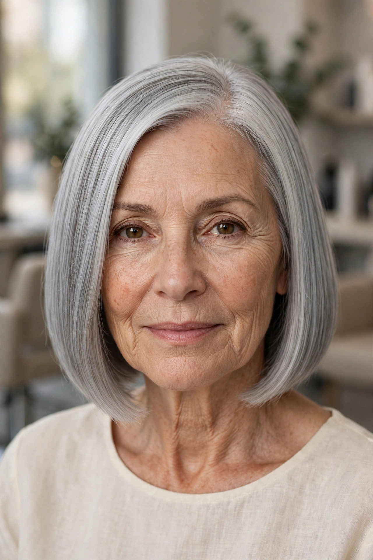 Polished Silver Bob - gray hairstyle for woman over 50