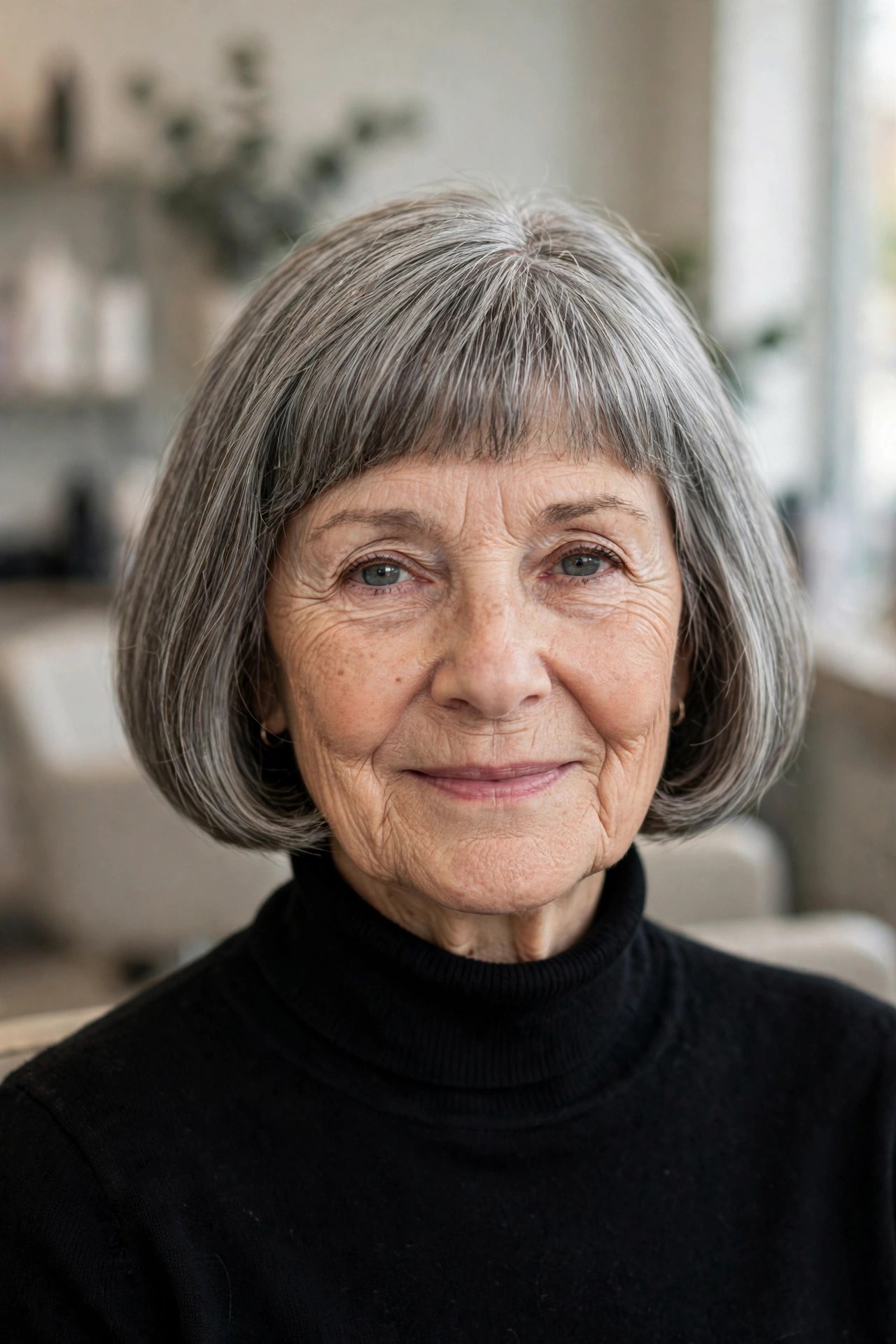 Classic French Bob in Pewter Gray - gray hairstyle for a woman over 60