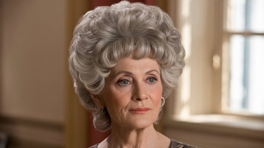 The Classic Gray Curls With Volume - gray hairstyle on a woman over 70