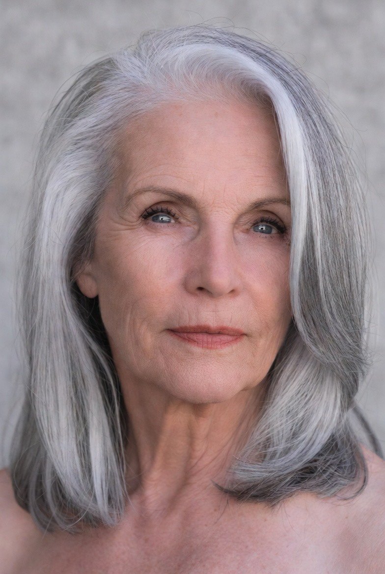 Long Straight Silver Layers - gray hairstyle on a woman over 70