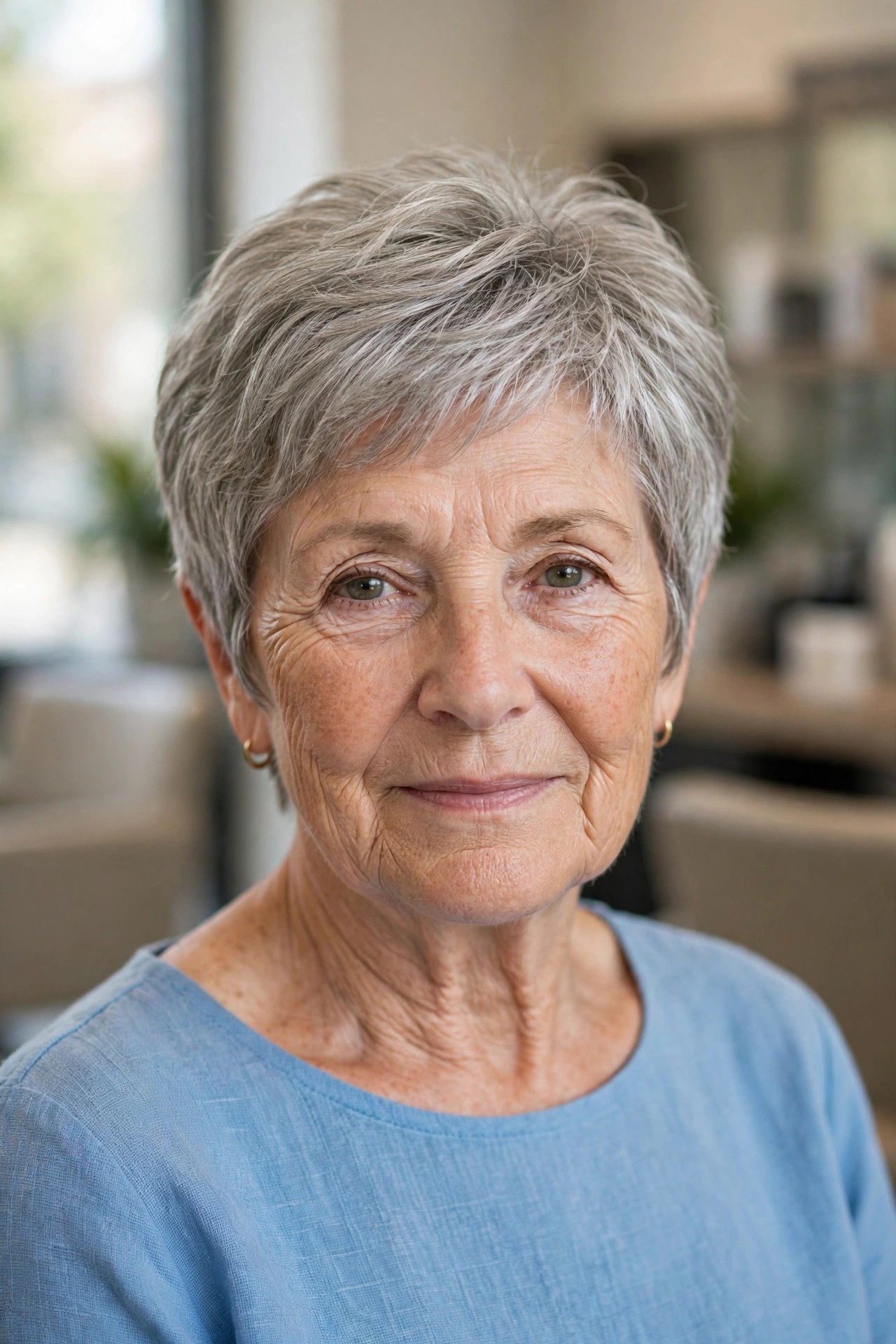 Layered Gray Pixie for Fine Hair That Looks Thicker on a woman over 60 - gray pixie haircut