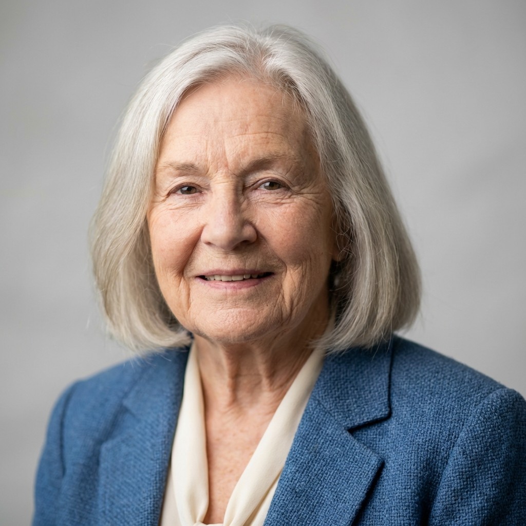 Gray shoulder length haircut on a woman over 70 with silver hair - Charcoal-and-Silver Layered Shoulder Cut
