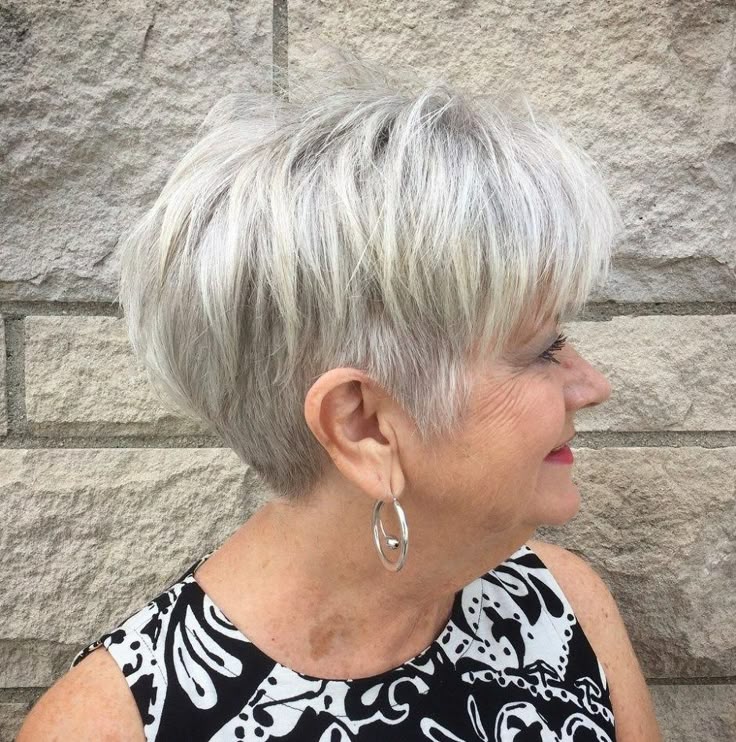 Going Gray: A White Pixie in Profile, Neat as a Pin — woman over 70 comparing going gray versus keeping hair color
