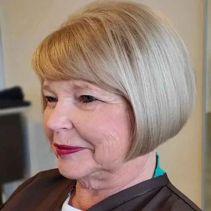 Keeping Colour: A Pearl Blonde Bob, Polished and Bright — woman over 70 comparing going gray versus keeping hair color
