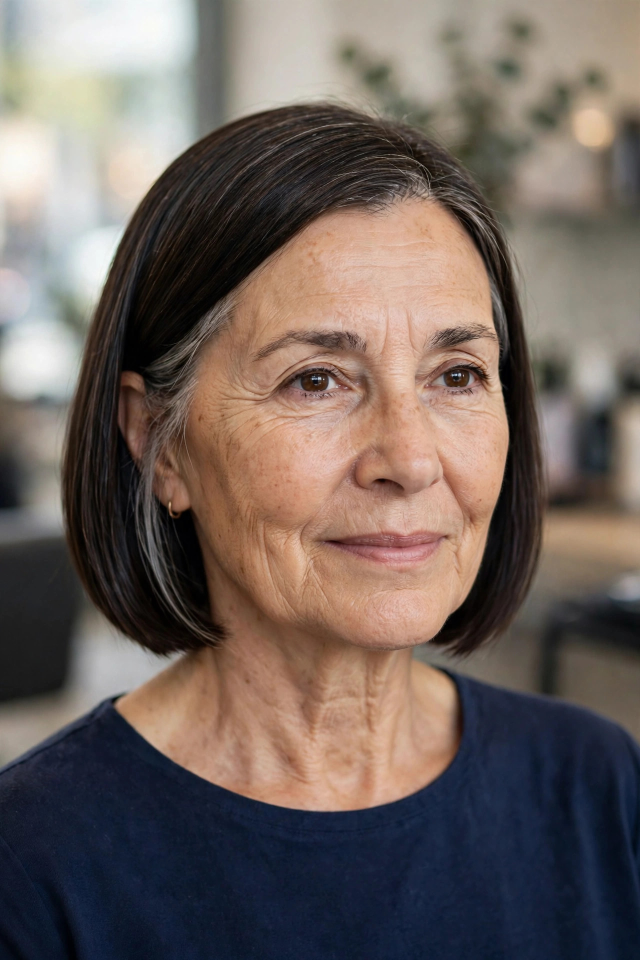 Classic Chin-Length Bob — woman over 50 with oval face