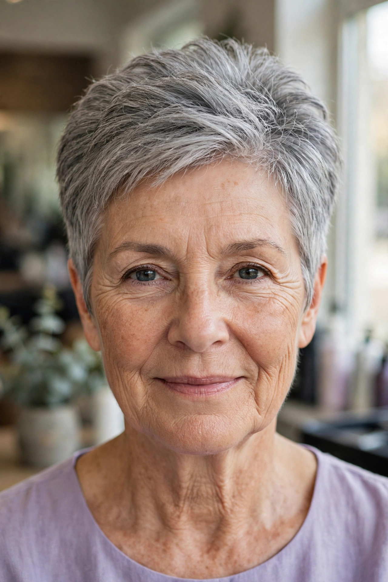 Tapered Crop with Crown Volume — woman over 50 with oval face