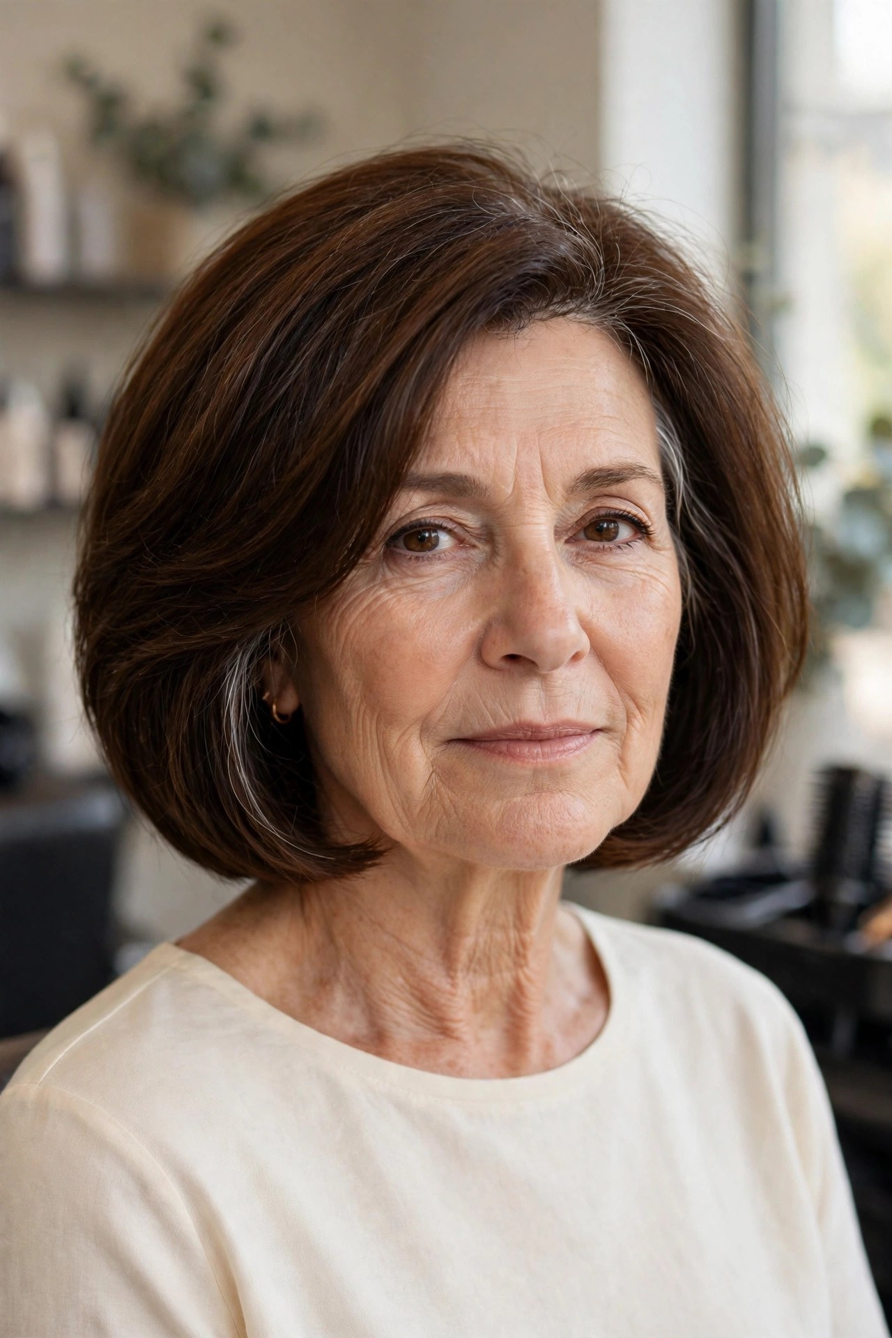 Layered Bob with Hidden Internal Layers - haircut for thick hair on a woman over 50