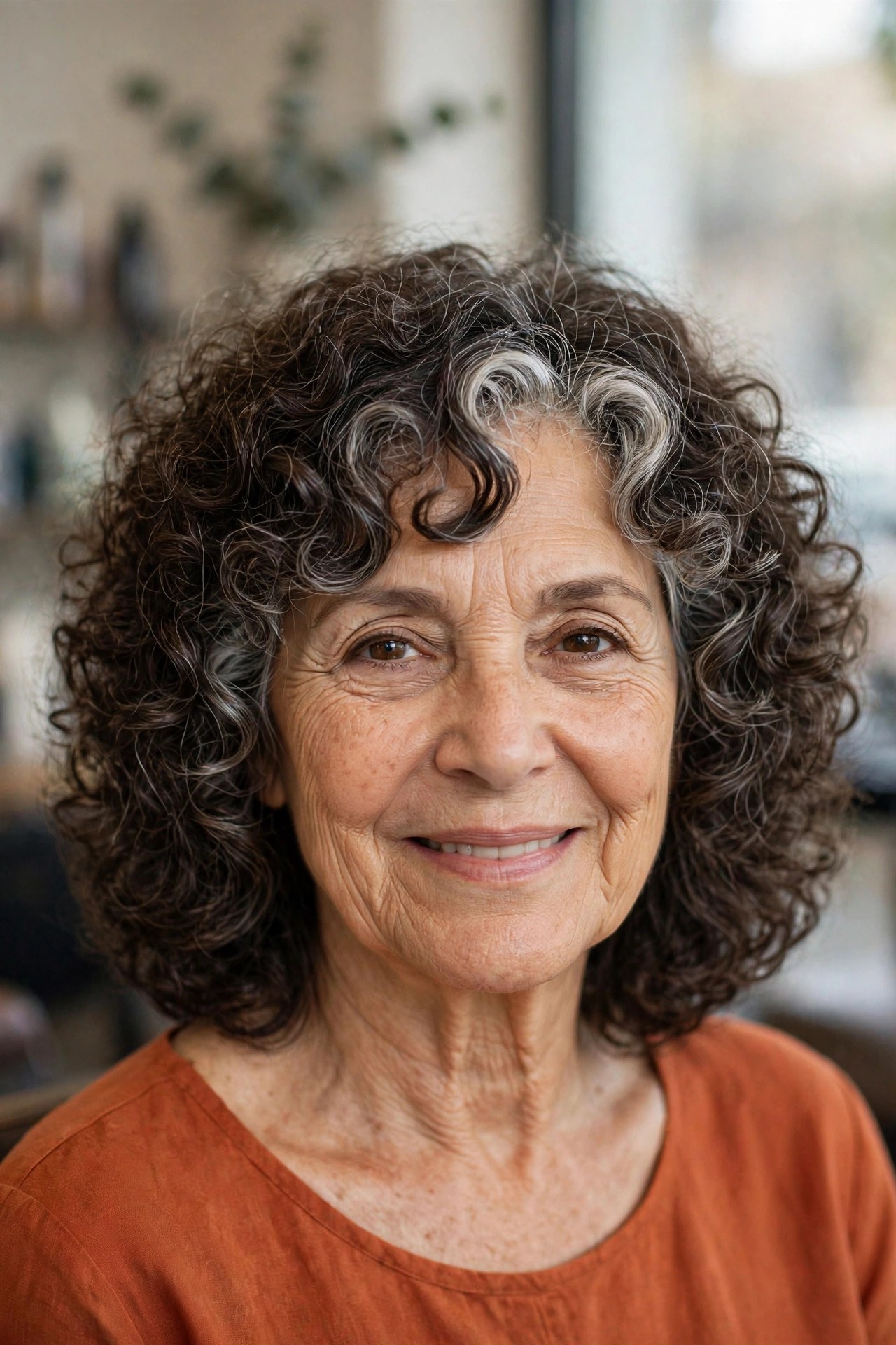 Rounded Layered Cut for Thick Curls - haircut for thick hair on a woman over 50