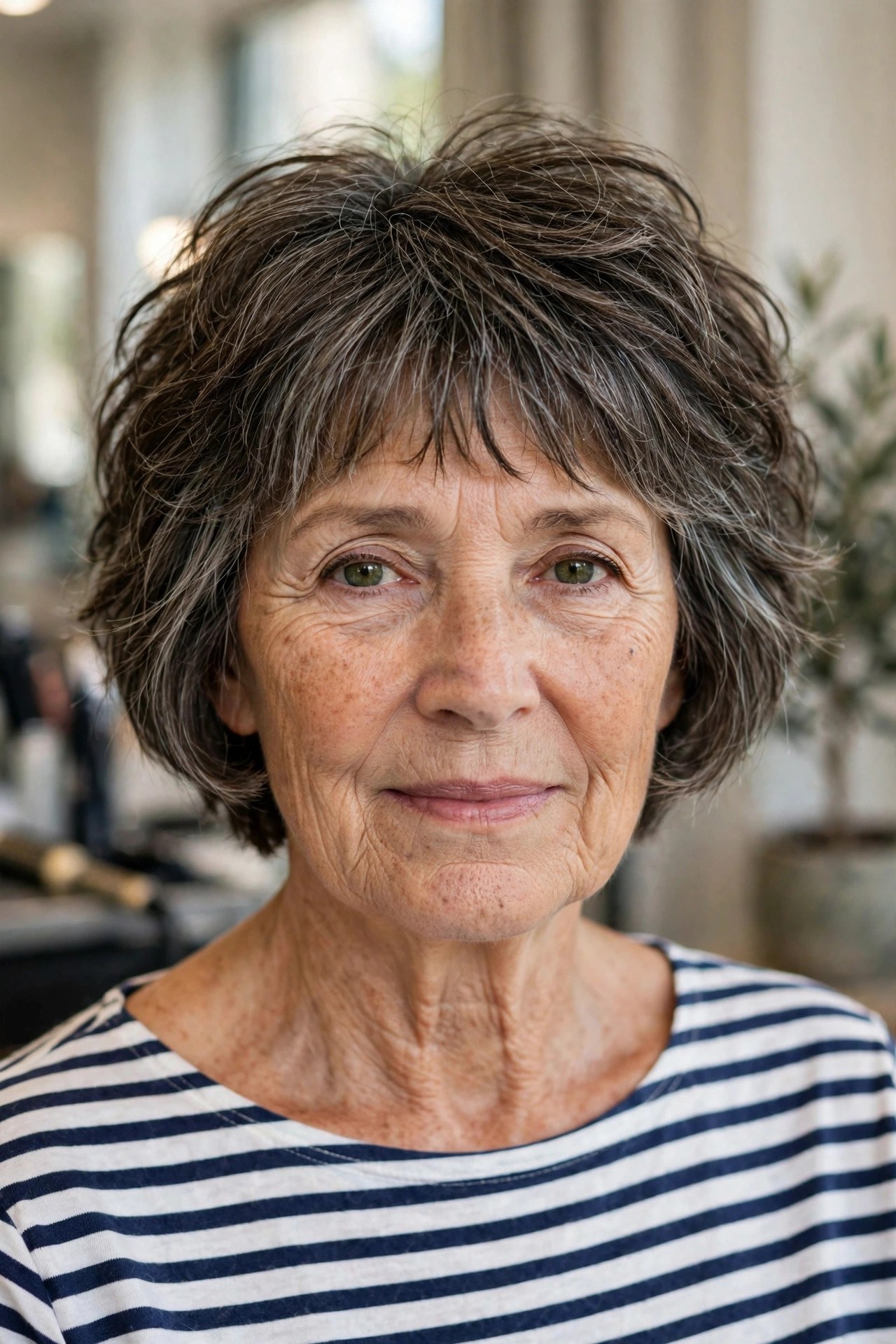 Textured French Bob - haircut for thick hair on a woman over 50