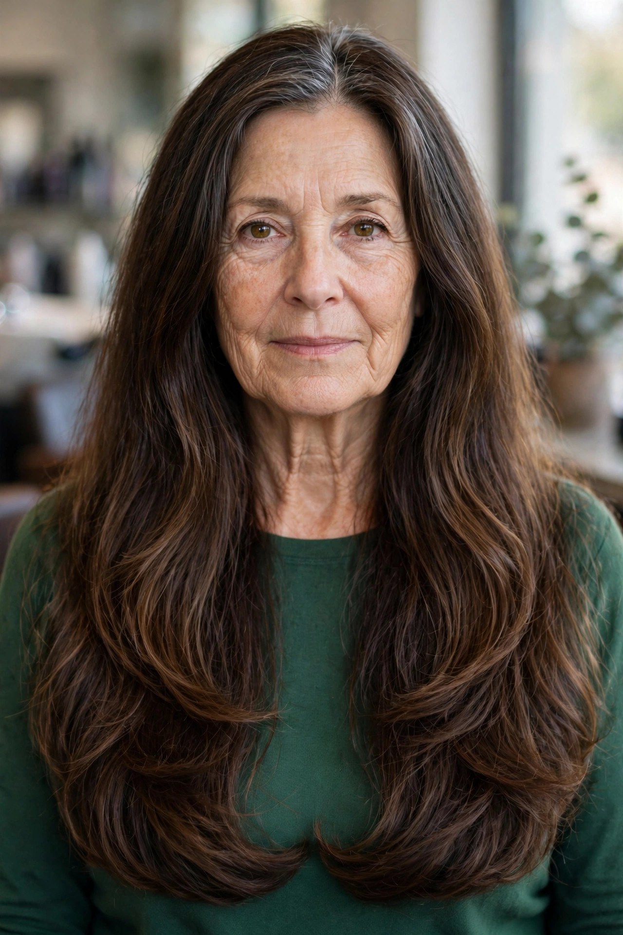 U-Shaped Cut with Blended Layers - haircut for thick hair on a woman over 50