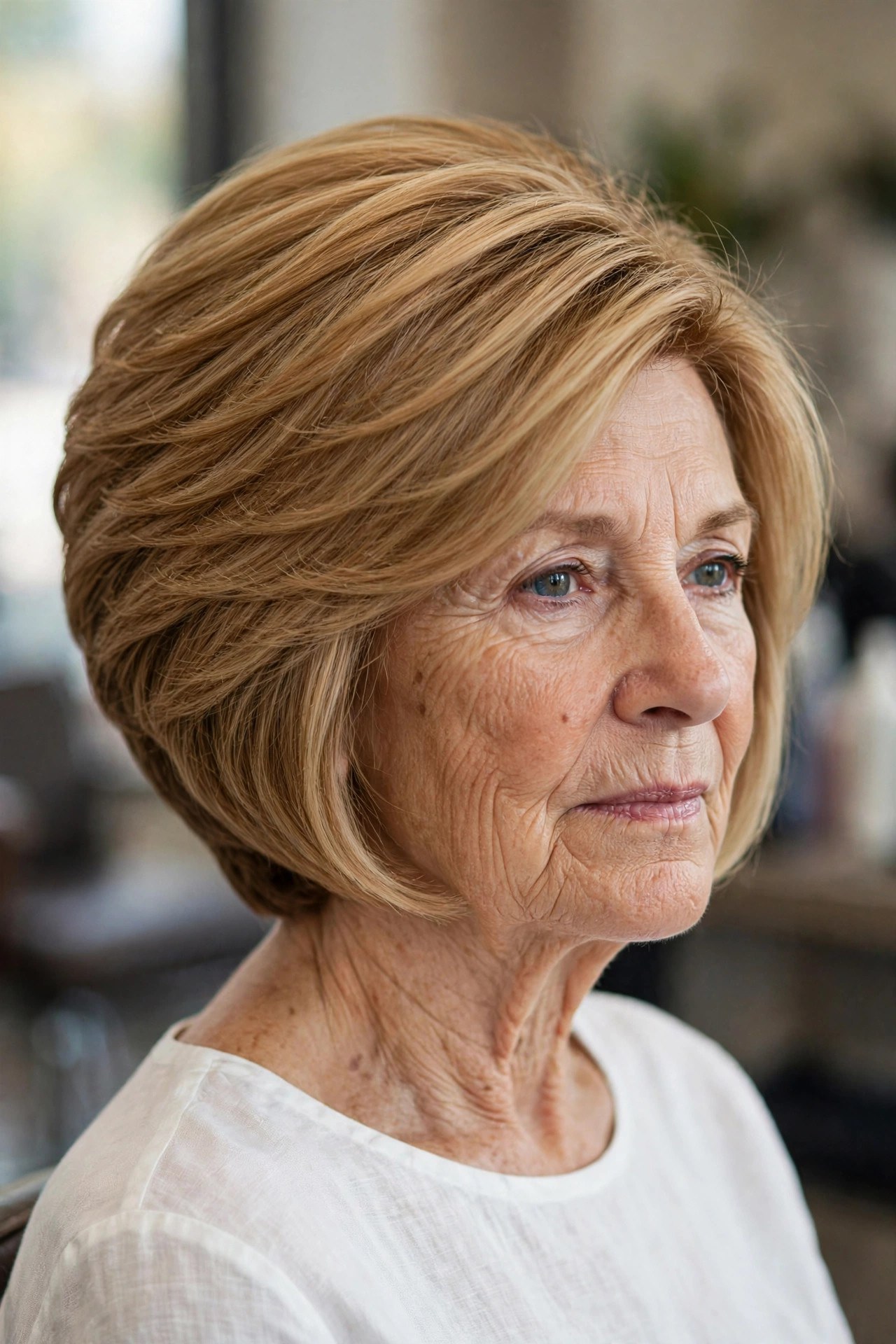 Graduated Stacked Bob - haircut for thick hair on a woman over 50