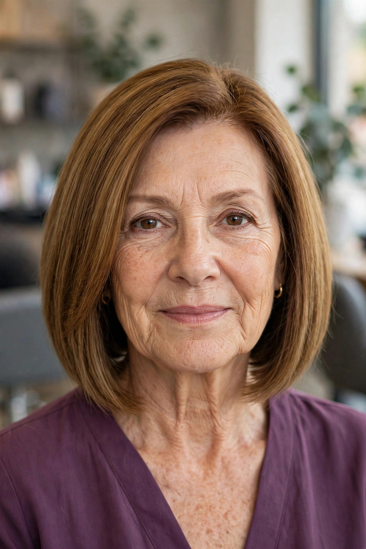 A-Line Bob with Invisible Interior Layers - haircut for thick hair on a woman over 50