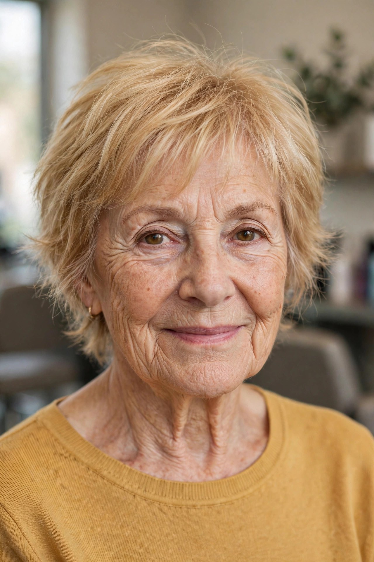 Short Shag with Light Crown Layers on a woman over 60 with fine thin hair - haircut that adds fullness
