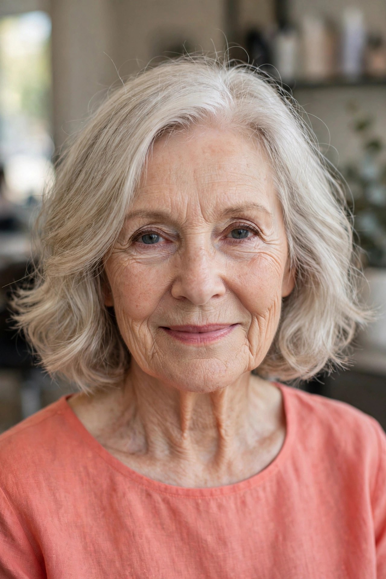 Wavy Bob with a Soft Bend on a woman over 60 with fine thin hair - haircut that adds fullness