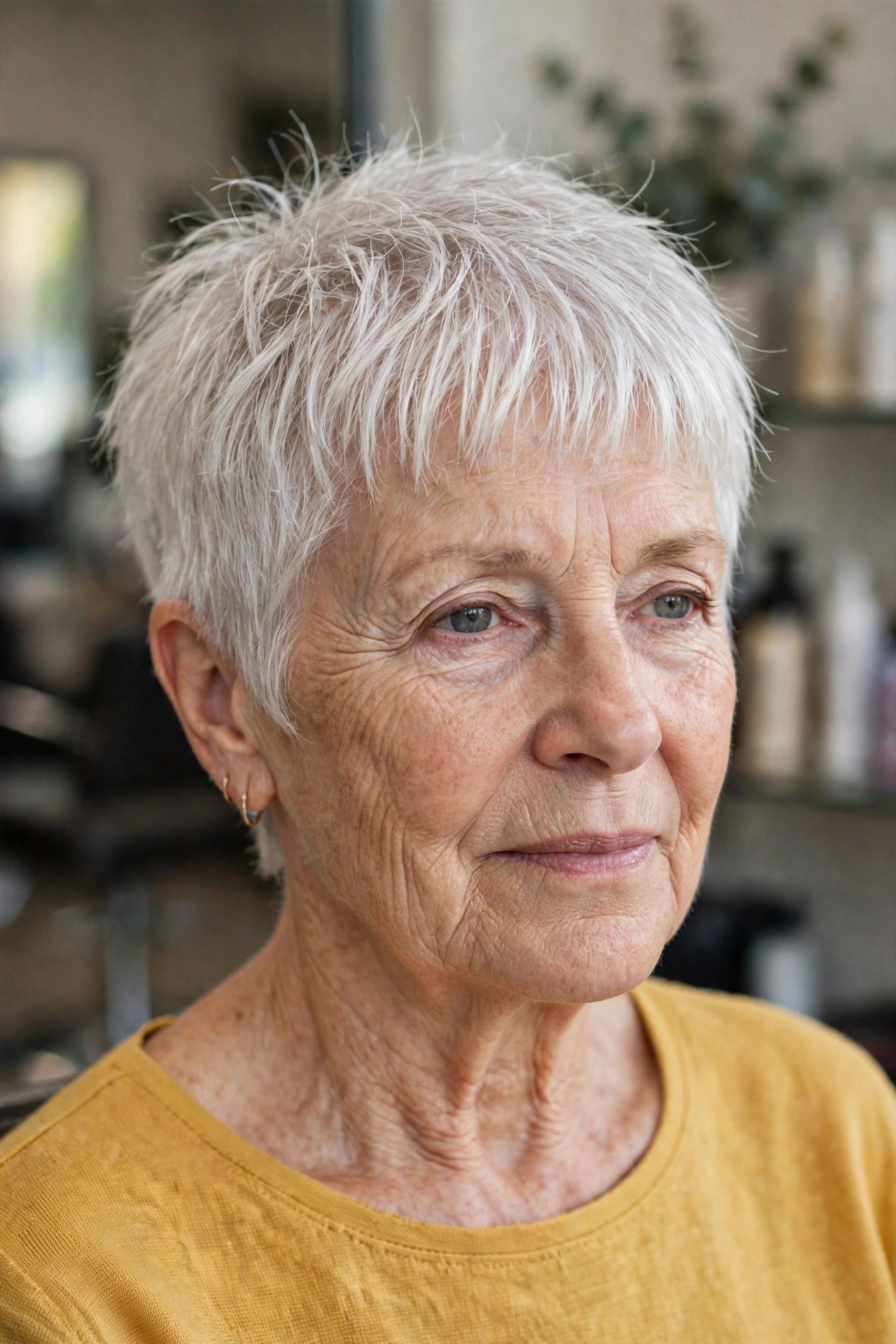 Short Crop with a Textured Fringe on fine hair, woman over 50
