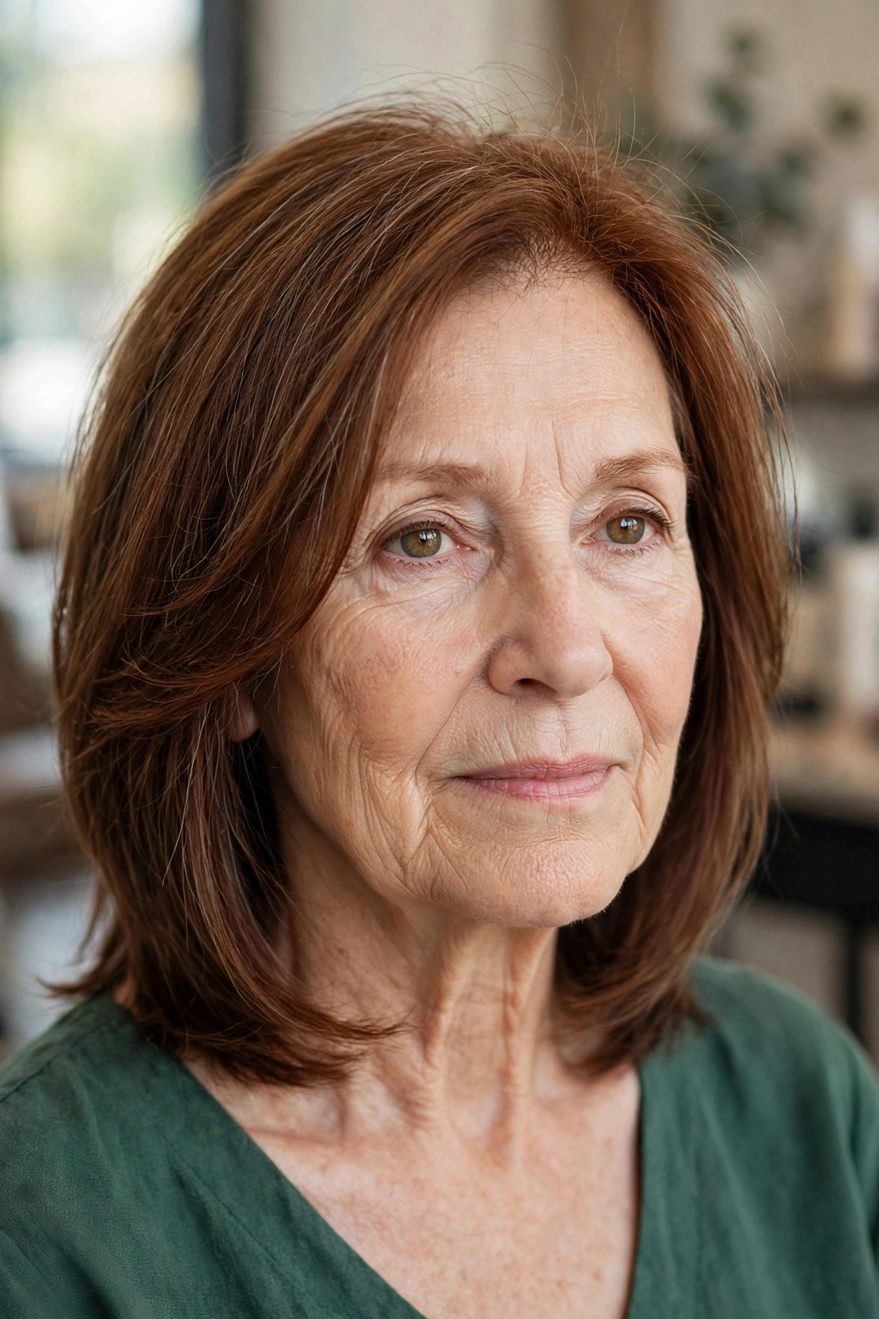 Face-Framing Layers on a Medium Cut on fine hair, woman over 50