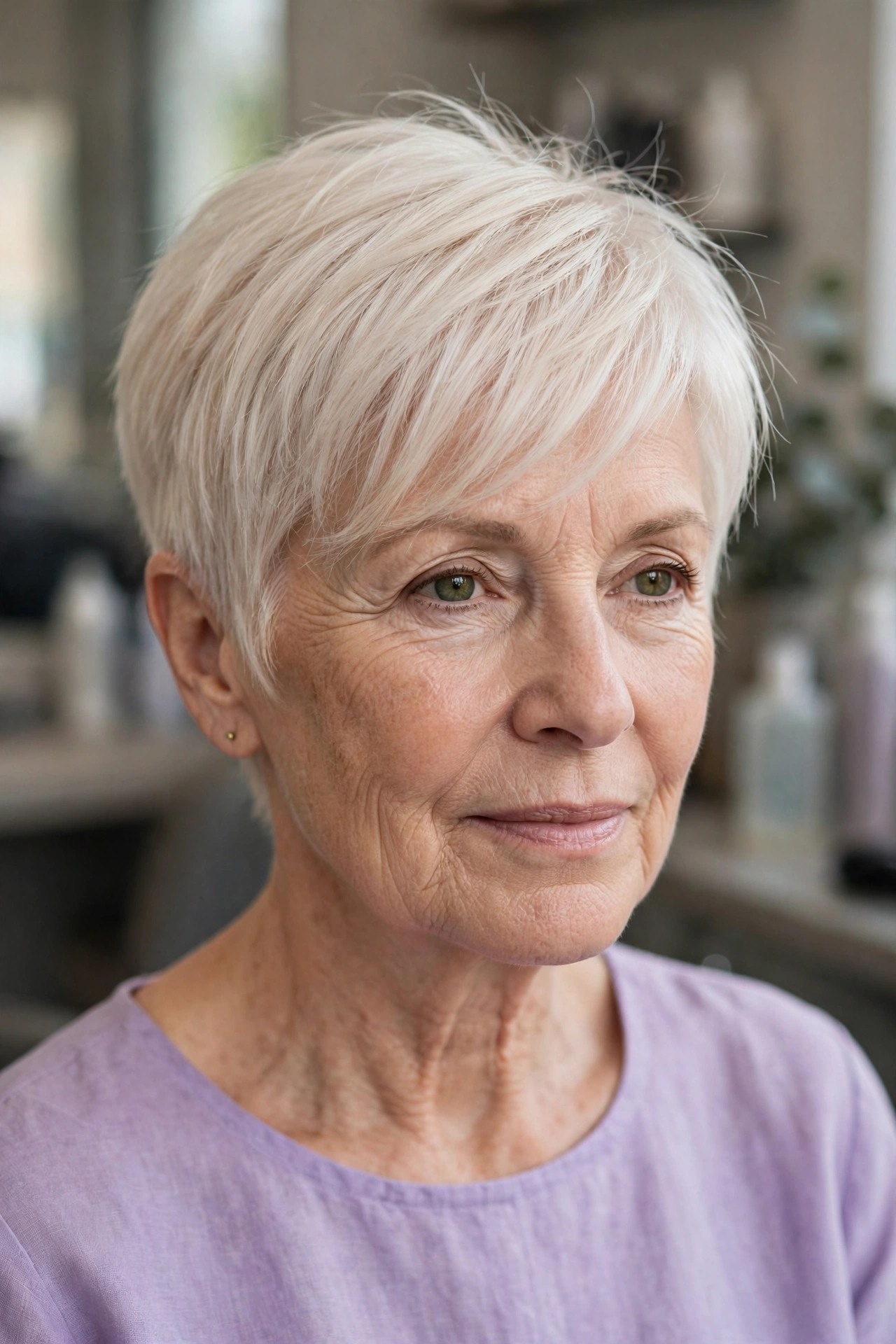 Graduated Pixie with a Longer Front on fine hair, woman over 50