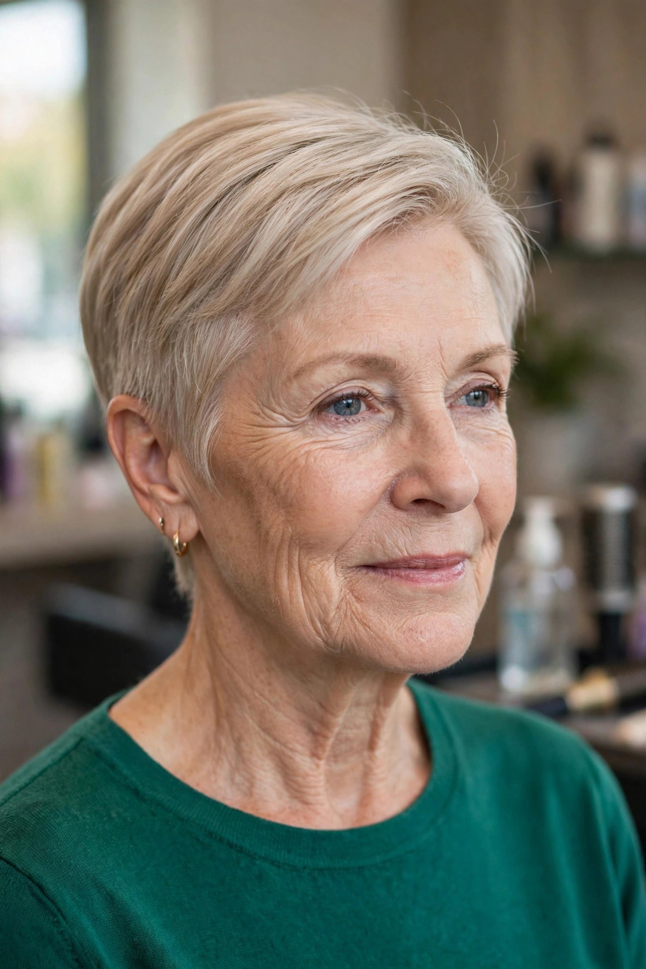 Sleek Tapered Pixie with a Lifted Top on fine hair, woman over 50