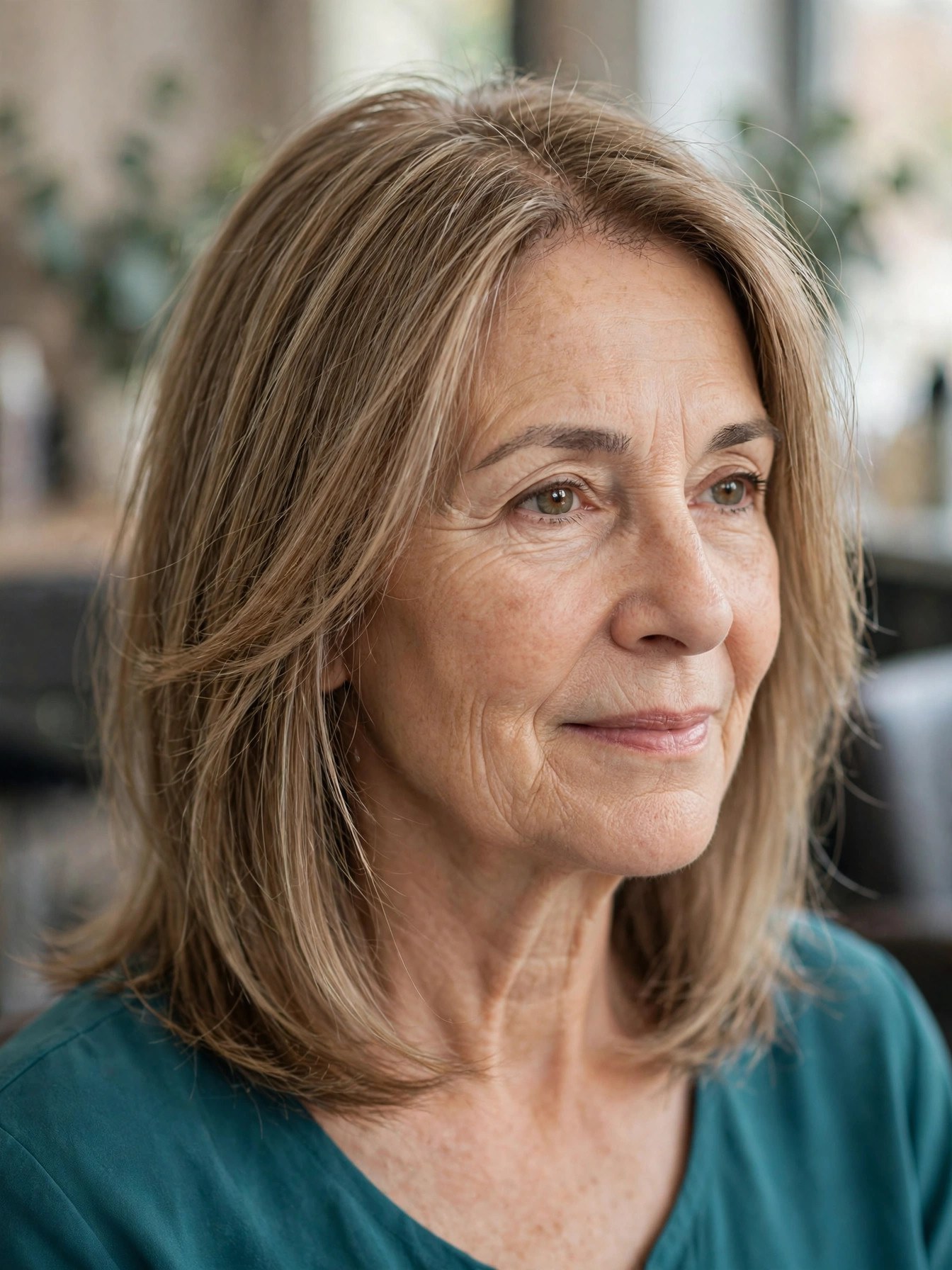 Side-Parted Lob with Soft Layers on fine hair, woman over 50