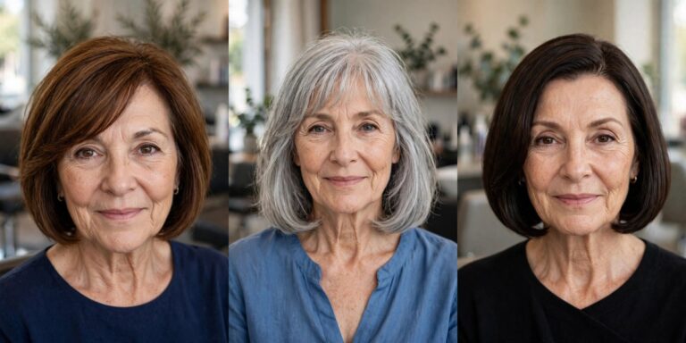Hairstyles for Heart-Shaped Faces Over 50 With Wide Foreheads