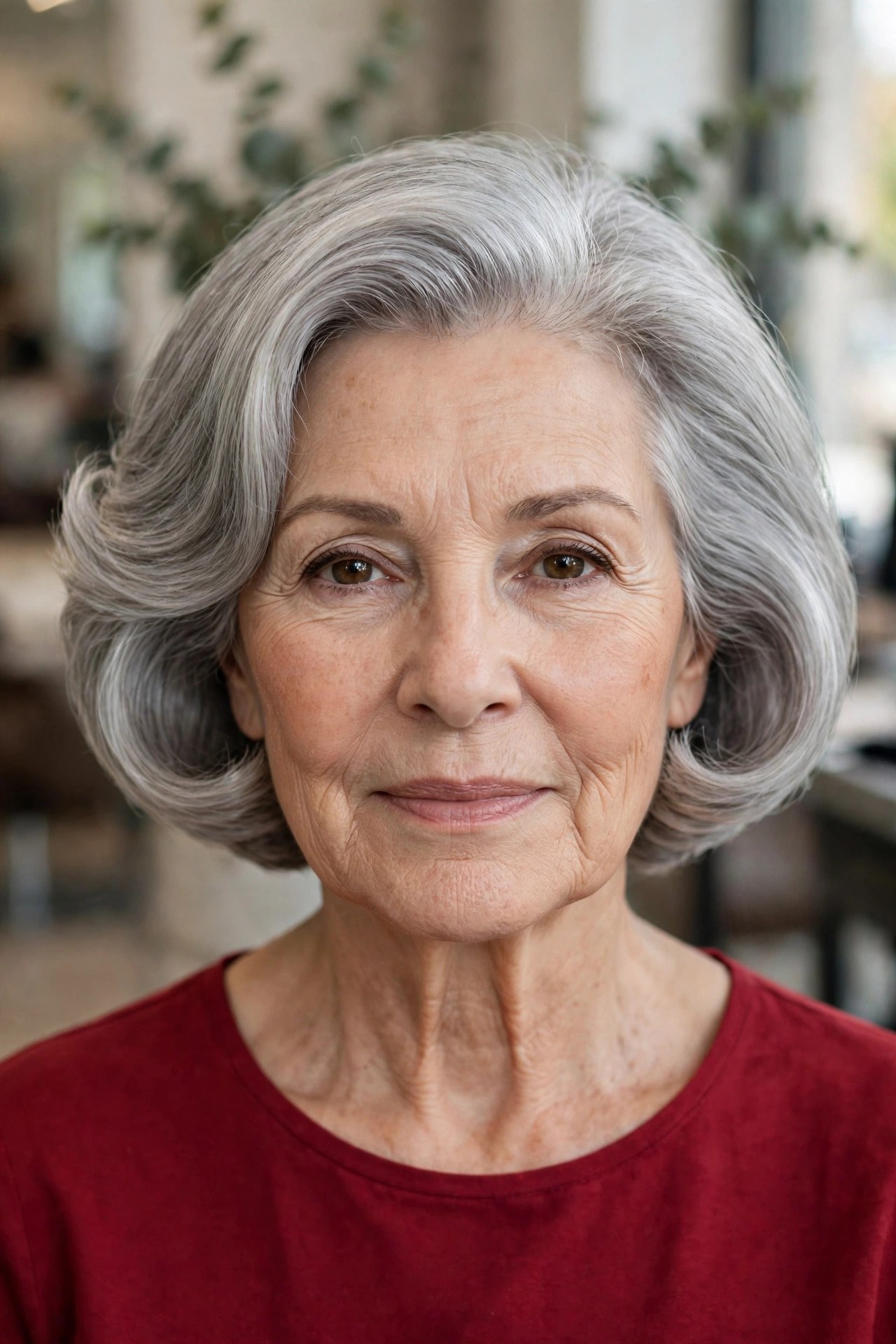 Graduated Bob with Lifted Sides - hairstyle for oval faces over 60 that shows off cheekbones, woman over 60