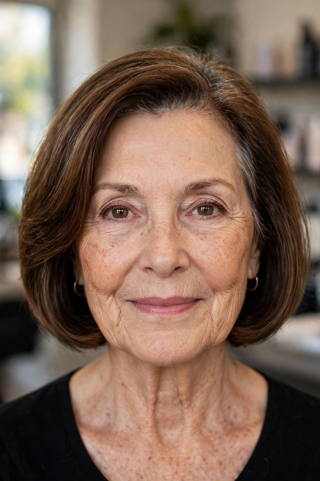 Soft French Bob Ending at the Cheekbone - hairstyle for oval faces over 60 that shows off cheekbones, woman over 60