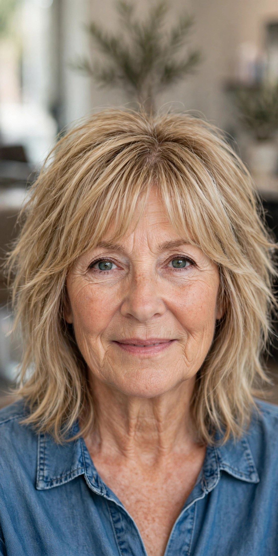 Modern Shag With a Soft Fringe - youthful hairstyle on a woman over 50