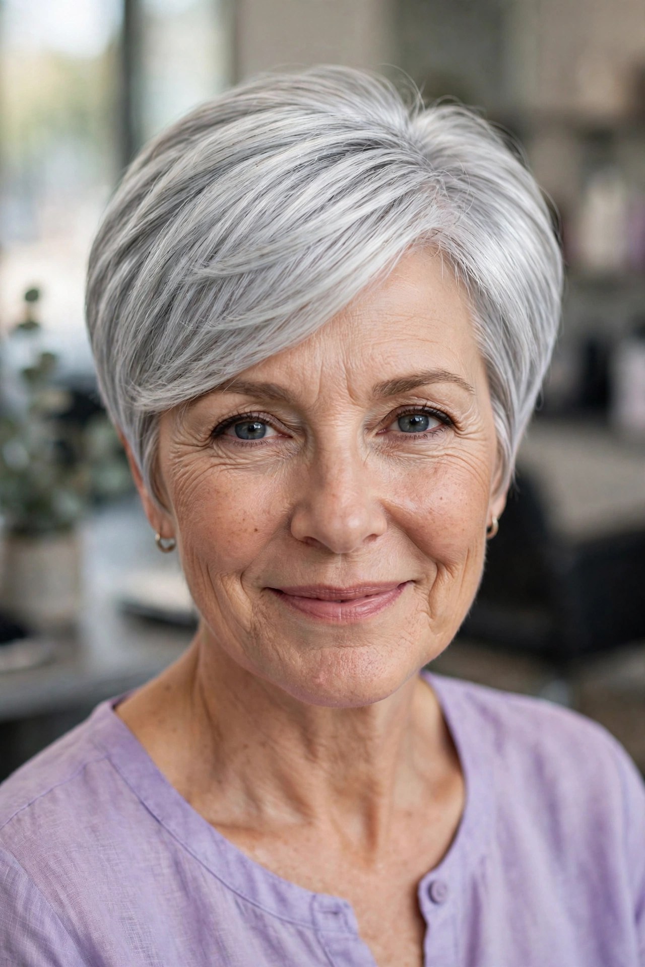 Silver-Shine Pixie Bob - youthful hairstyle on a woman over 50