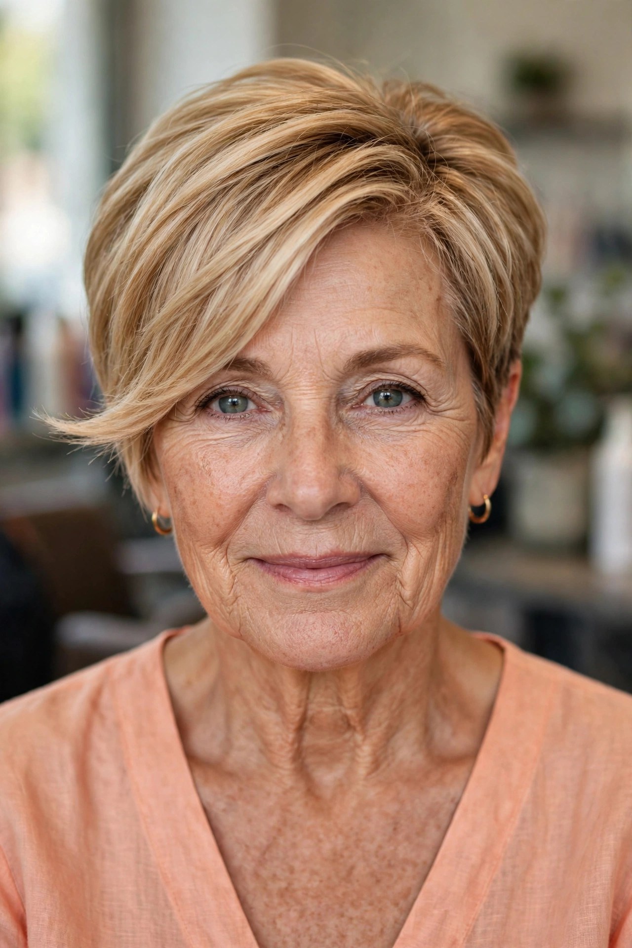 Side-Swept Pixie With a Long Top - youthful hairstyle on a woman over 50