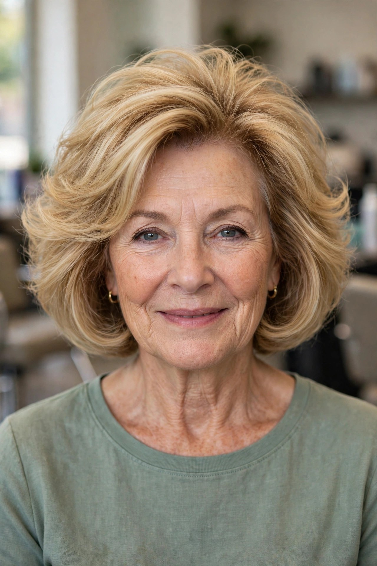 Bouncy Blowout Bob - youthful hairstyle on a woman over 50
